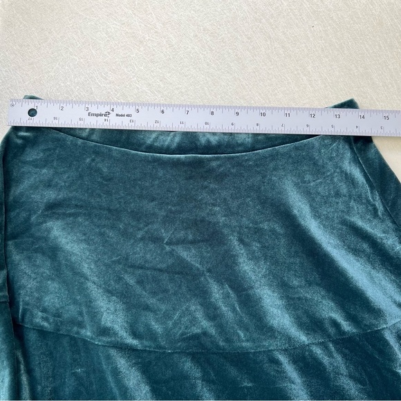 Newport News Teal Stretch Velvet Tiered Maxi Skirt with Ruffles Women Si… - Picture 4 of 6